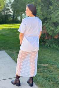 Vintage Tigers Lace Tee Dress - White