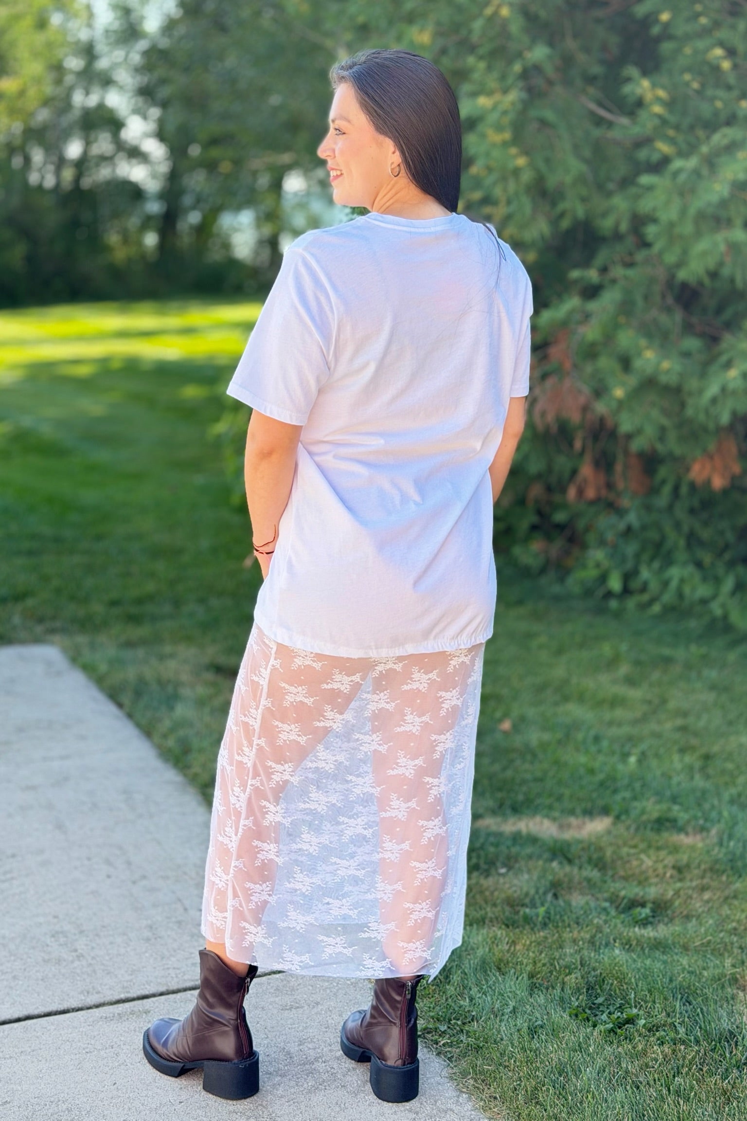 Vintage Tigers Lace Tee Dress - White
