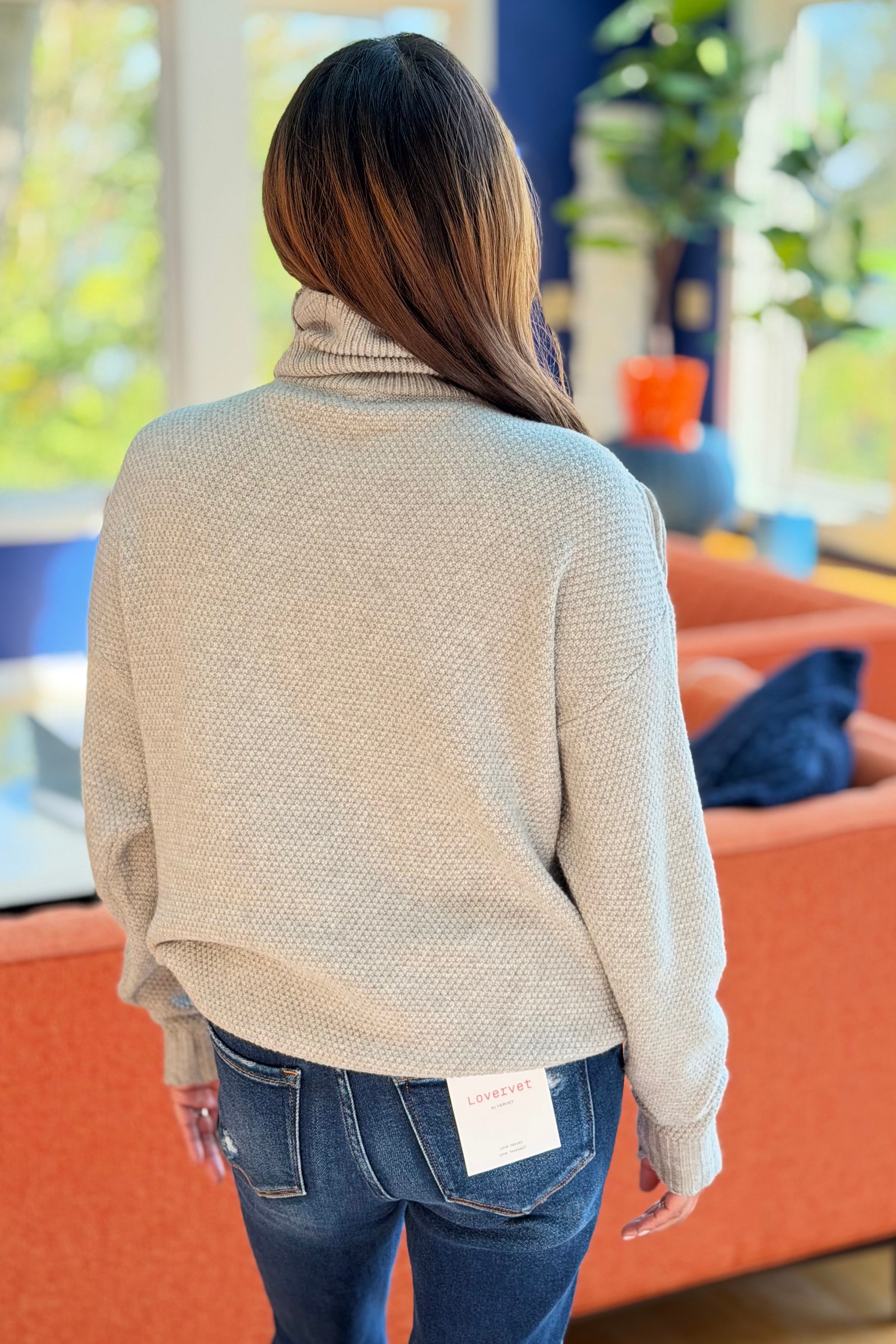 Western Fringe Knit Sweater - Grey