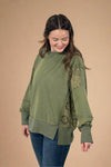 Embroidered Panel Sweatshirt Olive