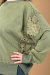 Embroidered Panel Sweatshirt Olive
