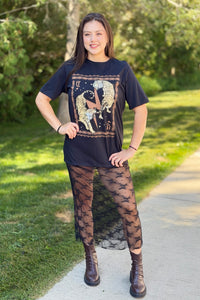 Vintage Tigers Lace Tee Dress - Black