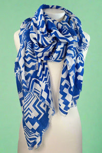 Geometric Pattern Scarf - Blue