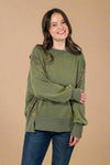 Embroidered Panel Sweatshirt Olive