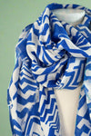 Geometric Pattern Scarf - Blue