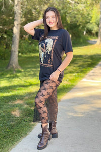 Vintage Tigers Lace Tee Dress - Black