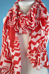 Geometric Pattern Scarf - Red