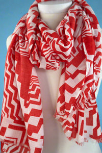 Geometric Pattern Scarf - Red