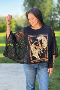 Graphic Boho Top - Vintage Tigers