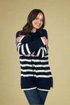 Cozy Striped Sweater - Navy
