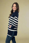 Cozy Striped Sweater - Navy