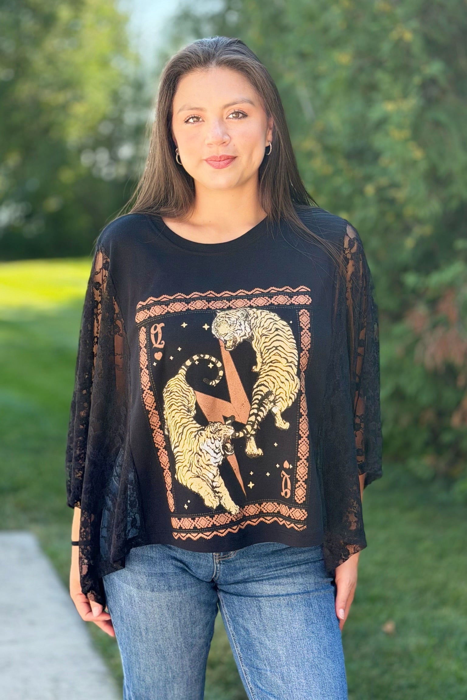 Graphic Boho Top - Vintage Tigers