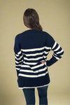 Cozy Striped Sweater - Navy