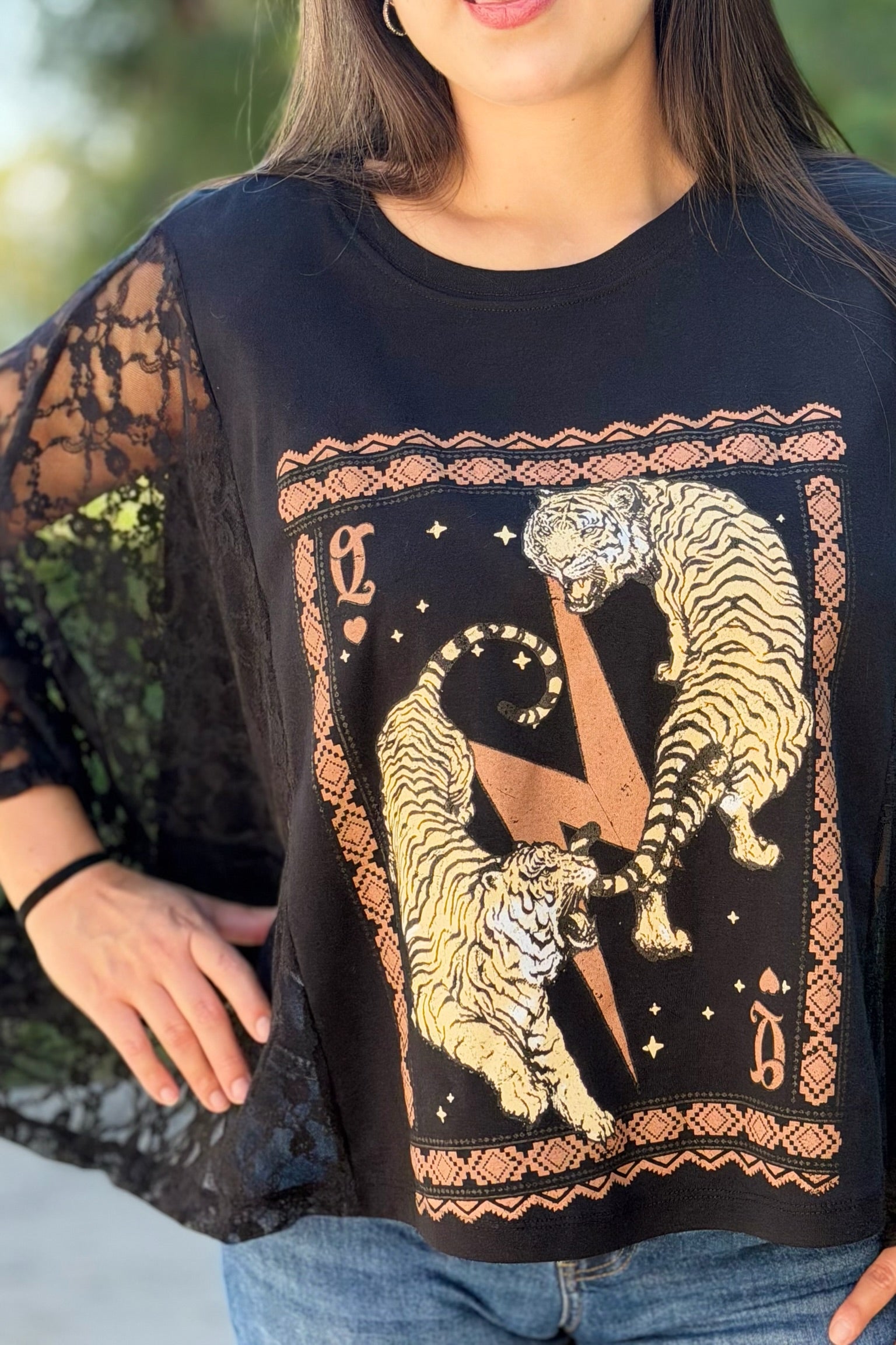 Graphic Boho Top - Vintage Tigers