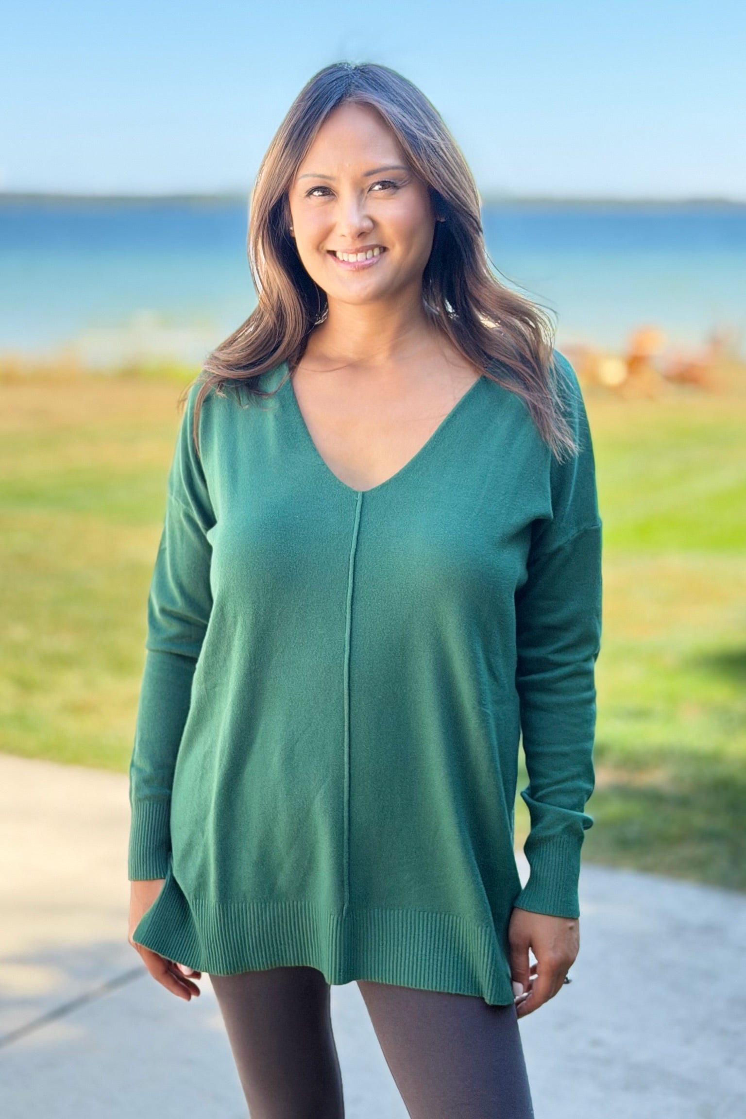 Dreamer V-Neck Sweater - Green