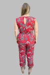 Sleeveless Floral Jumpsuit - Red