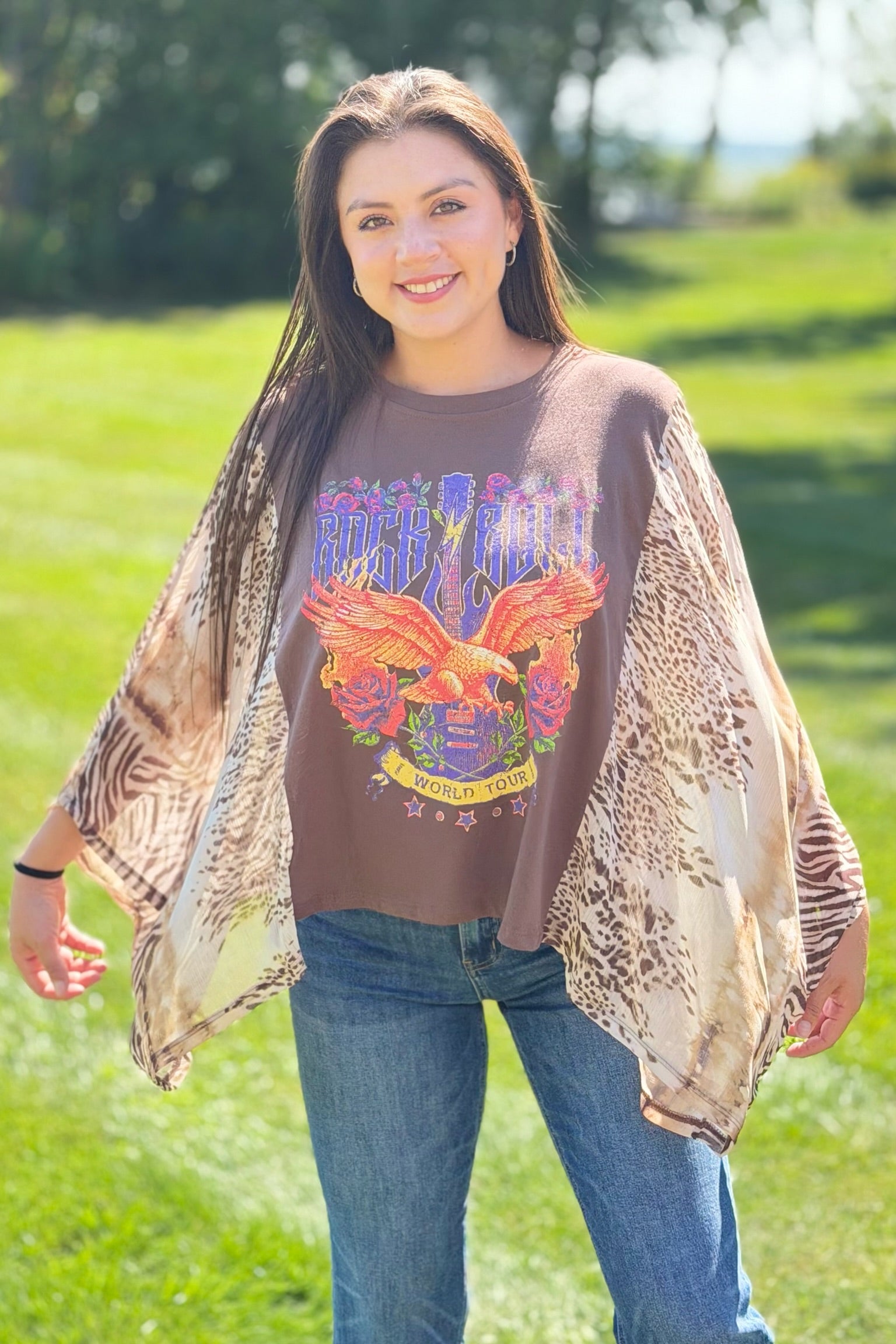 Graphic Boho Top - Rock N Roll