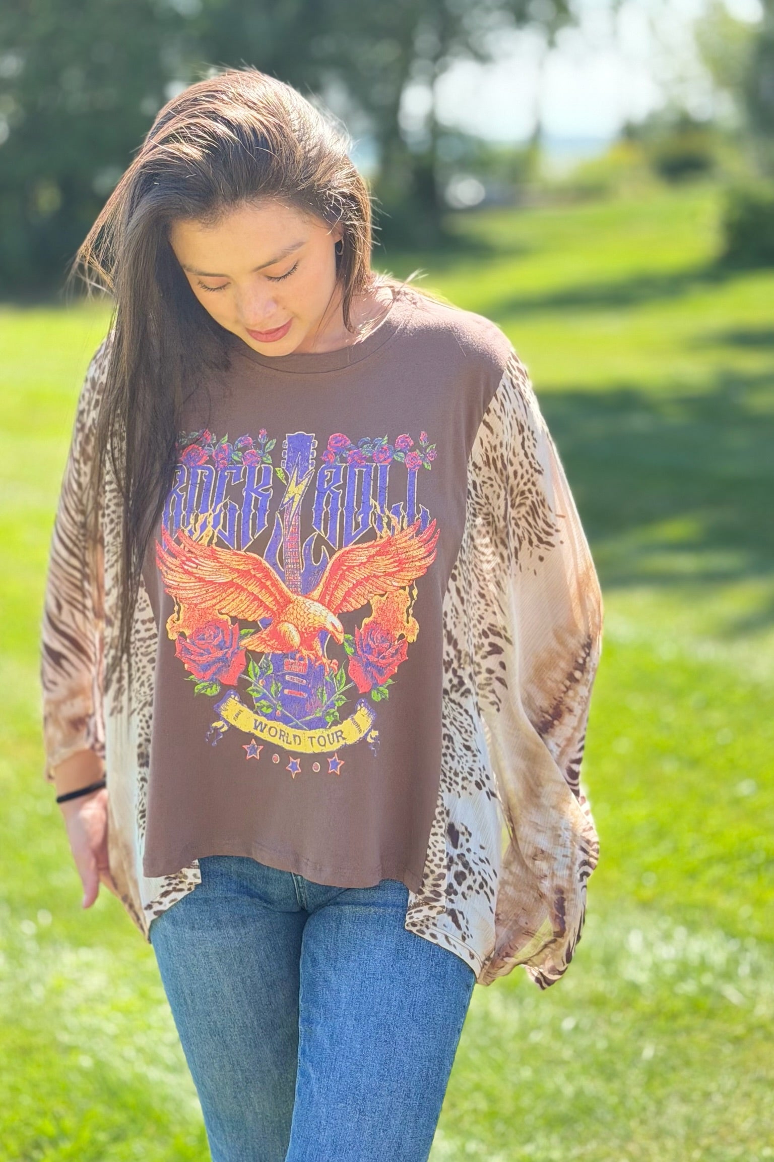 Graphic Boho Top - Rock N Roll