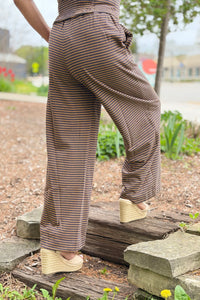 Wide Leg Pants - Brown Yellow