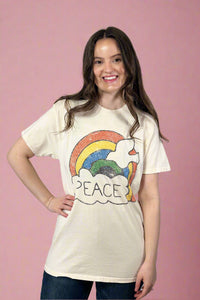 Rainbow Peace Graphic Tee Cream