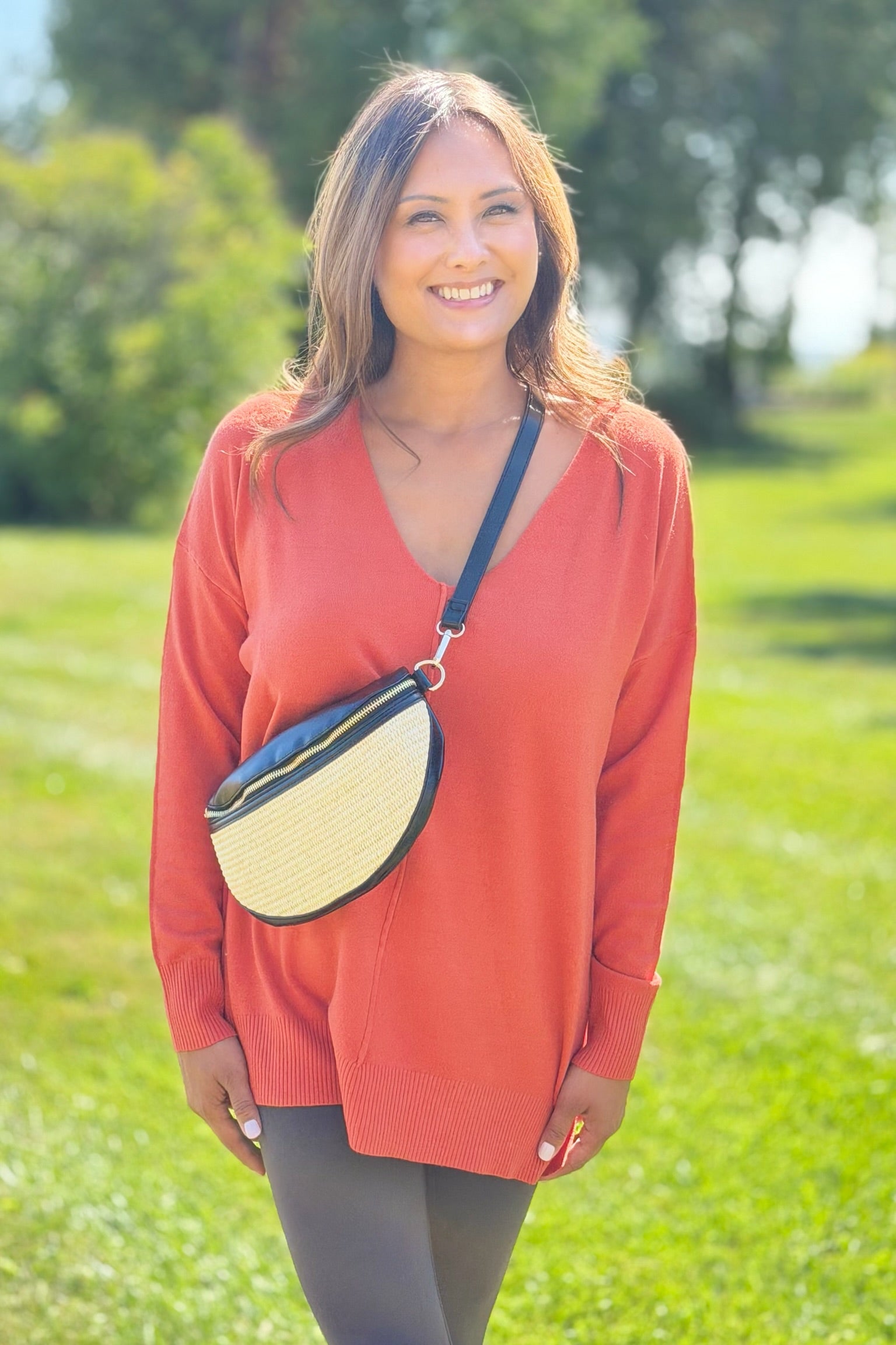 Dreamer V-Neck Sweater - Orange