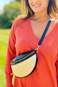 Nevaeh Straw Crossbody - Black