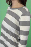 Plush Striped Long Sleeve Tee Grey