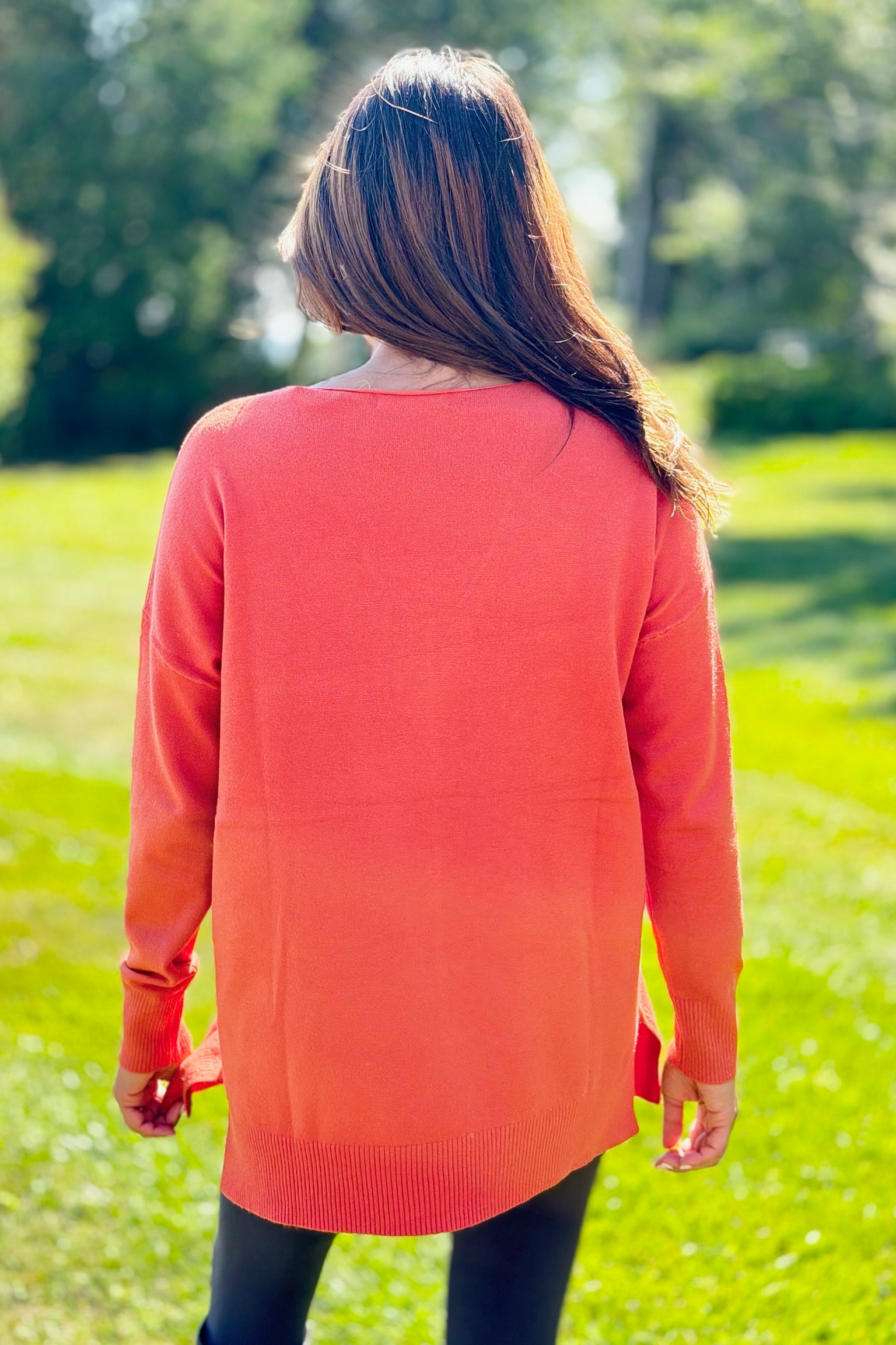 Dreamer V-Neck Sweater - Orange