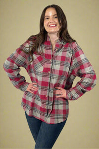 Jocia Plaid Flannel Shirt - Pink