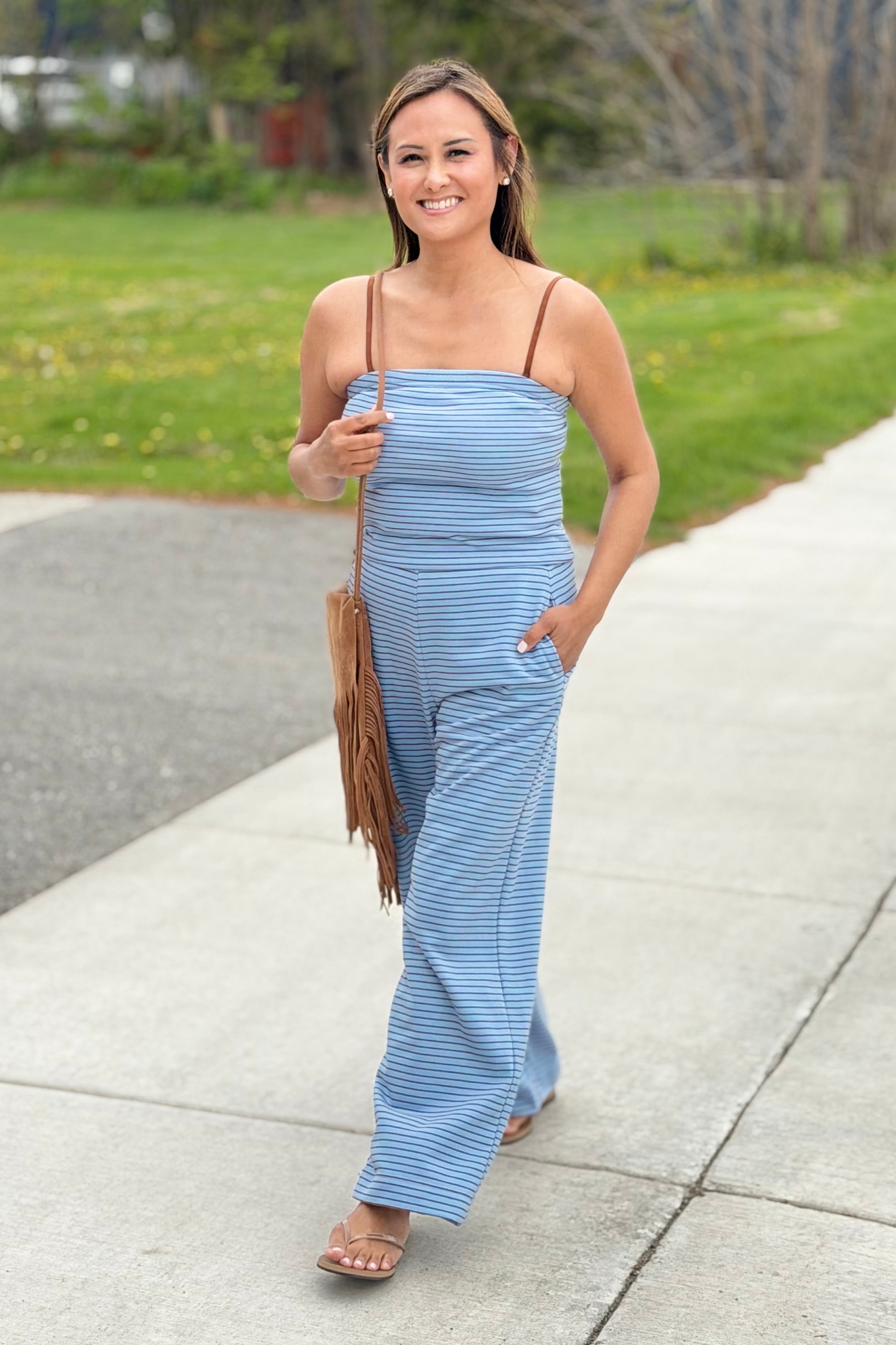 Wide Leg Pants - Blue Brown