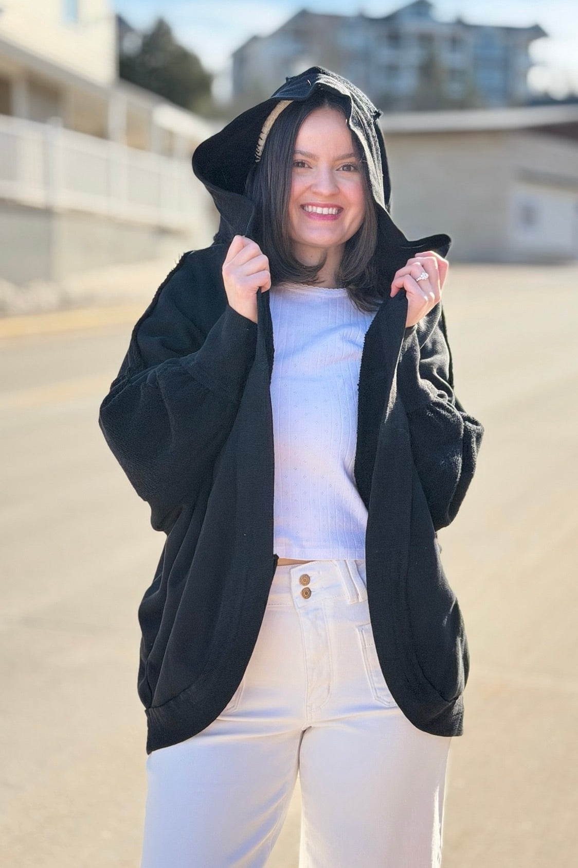 Janely Hooded Cardigan - Black