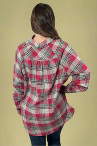 Jocia Plaid Flannel Shirt - Pink