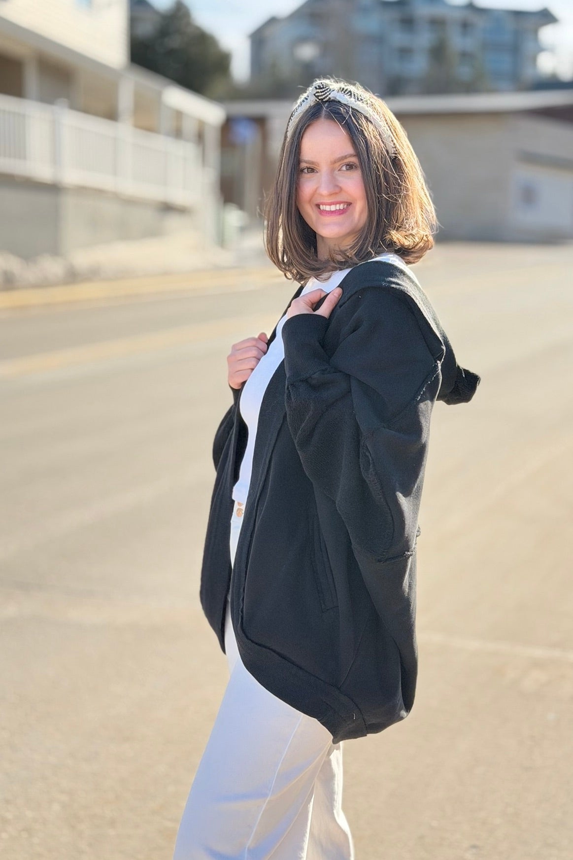 Janely Hooded Cardigan - Black
