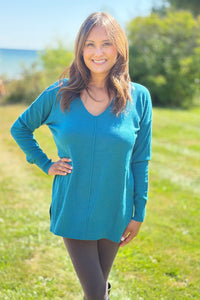 Dreamer V-Neck Sweater - Teal