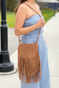 Fringe Crossbody Shoulder Bag - Camel