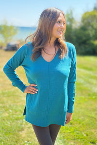 Dreamer V-Neck Sweater - Teal