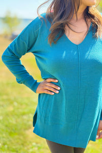 Dreamer V-Neck Sweater - Teal