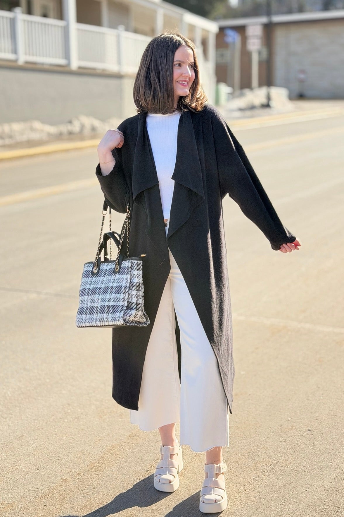 Tote Plaid Bag Black & White