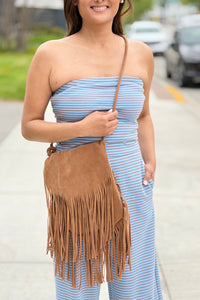Fringe Crossbody Shoulder Bag - Camel