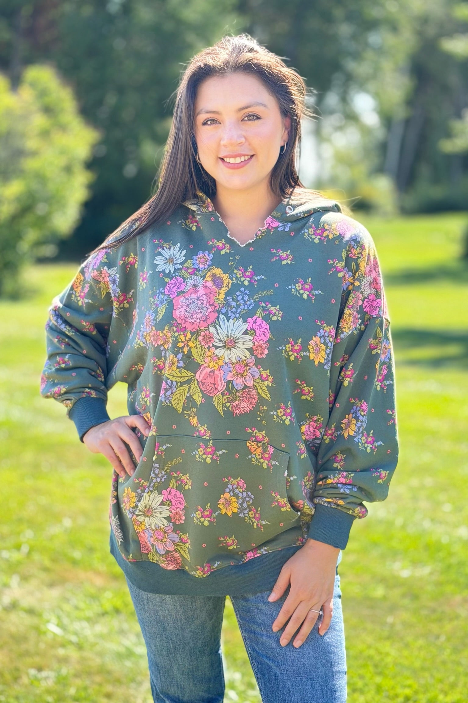 Oversized Printed Sweatshirt - English Garden