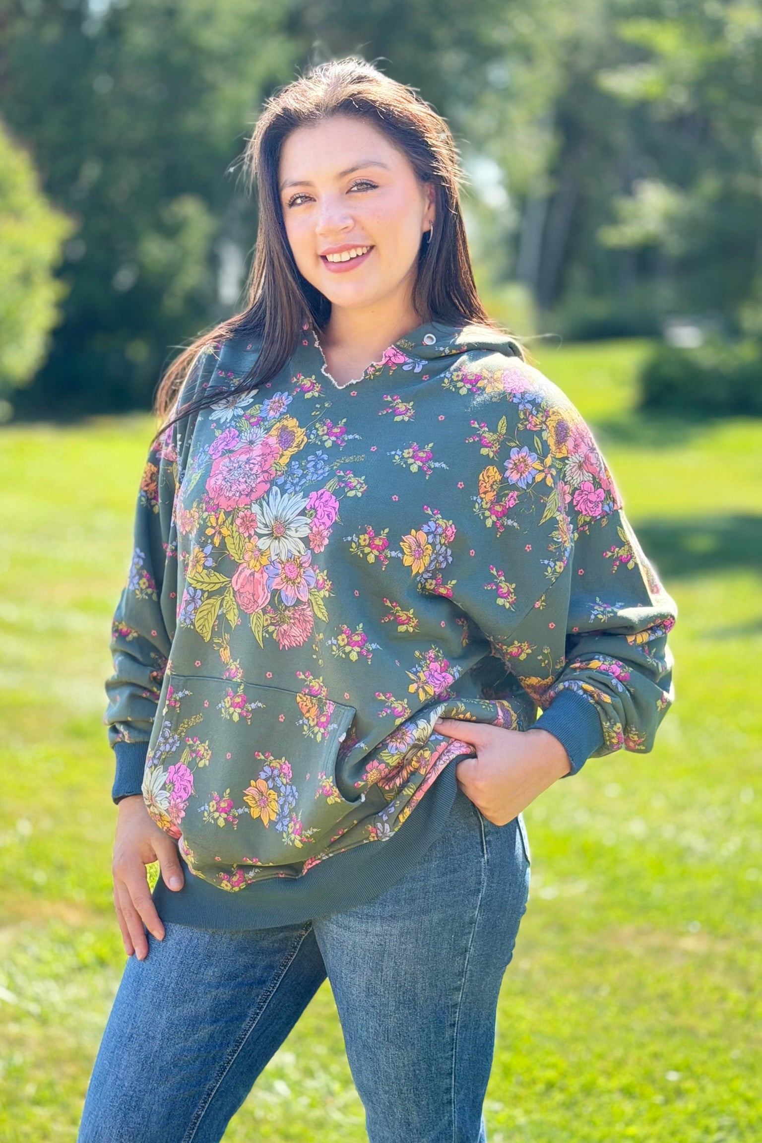 Oversized Printed Sweatshirt - English Garden