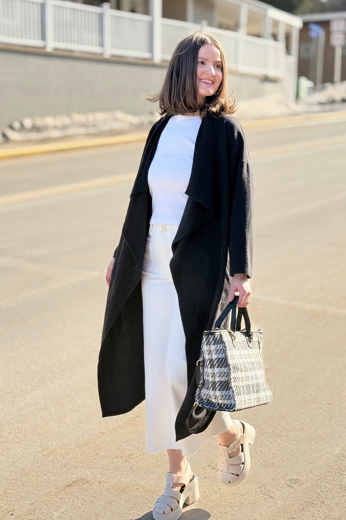 Tote Plaid Bag Black & White