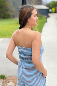 Strap Tube Top - Blue Brown