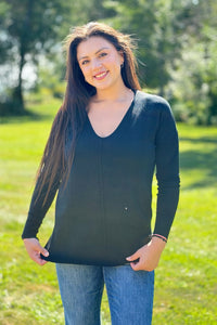 Dreamer V-Neck Sweater - Black