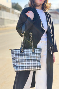 Tote Plaid Bag Black & White