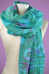 Teal And Green Pattern Scarf