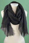 Solid Wavy Black Fringe Scarf