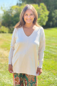 Dreamer V-Neck Sweater - Sand