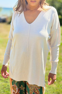 Dreamer V-Neck Sweater - Sand