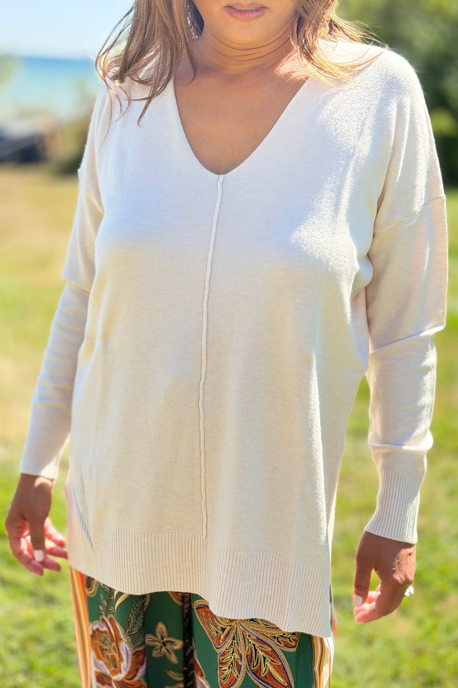 Dreamer V-Neck Sweater - Sand